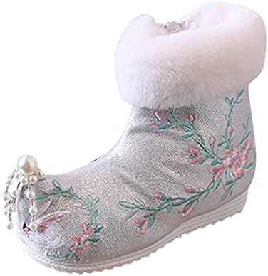 מגפי פרל קרסול מגפי כותנה חמים מגפיים רקומים מגפיים בסגנון לאומי מגפי כותנה נסיכה מוקסינים לתינוק