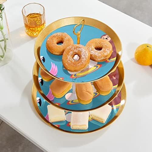 עוגת עומד סט של 3, הלמה פלמינגו ועצלן מדיטציה הכן תצוגת שולחן קינוח דוכן הקאפקייקס לחתונה תינוק מקלחת