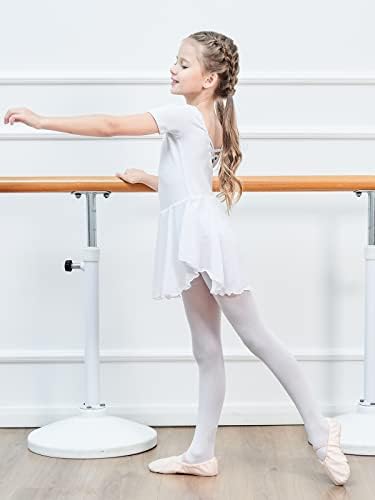 גוף גוף בלט של בנות סודיטור עם חצאית כותנה שרוול קצר תלבושות ריקוד פעוטות חוצות שמלת בלט לאחור 3-11 שנים