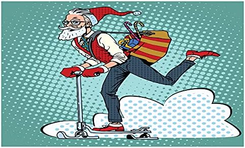 מחזיק מברשת שיניים קרמיקה של אמבסון אינדי, נוף ארט פופ עם היפסטר סנטה קלאוס על קטנוע עם נושא חג המולד