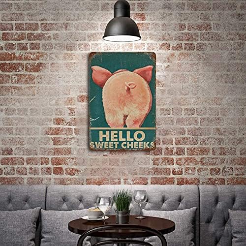 שלט פח וינטג ', שלום לחיים מתוקות חזיר חזיר דפוס חזירים מתנה, מתנות לעיצוב הבית/מתנות מאהבות/קירור/עיצוב