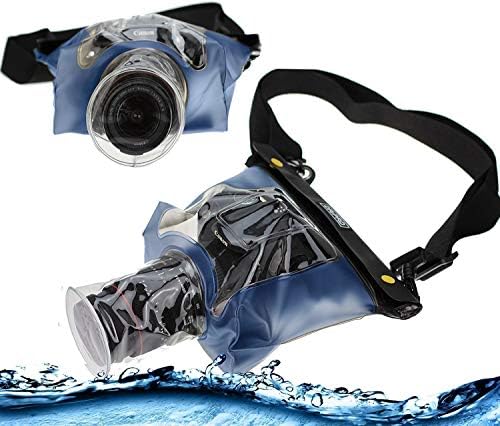 Navitech כחול DSLR SLR עמיד למים מארז דיור מתחת למים/כיסוי שקית תיק יבש תואם ל- Canon EOS 200D