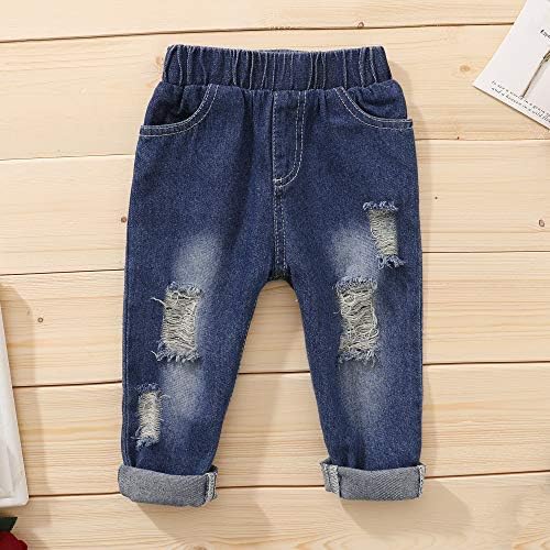 תינוקת בגדי פעוט ילדה ג 'ינס תלבושות לפרוע חולצה קרע ג' ינס מכנסיים סט פעוט תינוק בגדים לילדה