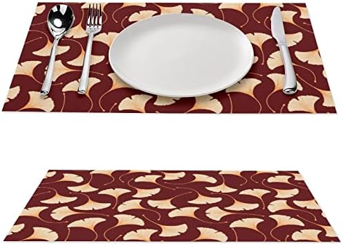 Ginkgo Biloba משאיר מחצלות שולחן PVC שולחן רחיצה כרית שולחן שולחן לשולחן אוכל לשולחן אוכל