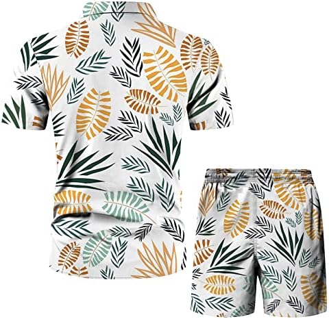 חליפות גברים של Xiaxogool בגברים 2 חלקים תלבושת נופש חולצה הוואי ותפאורה קצרה כפתור מזדמן למטה סט שרוול קצר