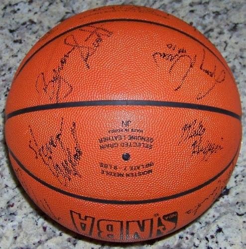 1989-90 קבוצת לוס אנג'לס לייקרס חתמה על כדורסל מג'יק ג'ונסון ג'יימס ראוי JSA - כדורסל חתימה