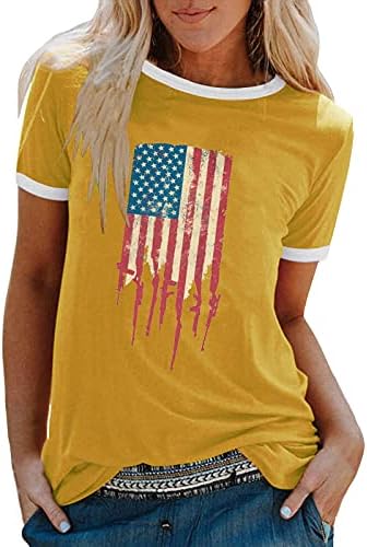 דגל אמריקאי עליון לב לנשים 4 ביולי חולצה פטריוטית טרנדית רופפת טוניקה טוניקה גרפית ארהב.