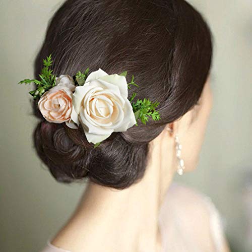 כסף חתונה לבורי רוז פרח שיער מסרק כלה פרחוני שיער כיסוי ראש עבור כלות והשושבינות עבור כלות והשושבינות