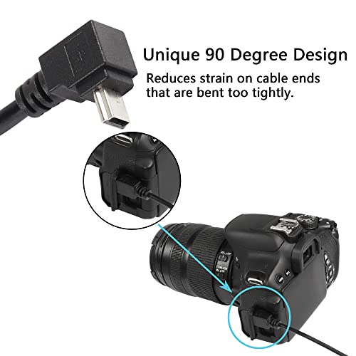 Cerrxian 90 מעלות מיני USB כבל קצר, 1ft up זווית USB 2.0 מסוג A עד זווית מיני B 5 PIN כבל טעינה