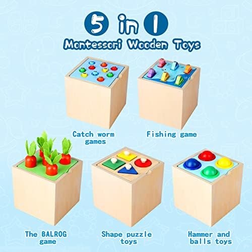 McCreadee Montessori-Toys-Toddler-Wooden צעצועים לילדים תינוקות בנות גיל 2 3 בן 4, 5 ב 1 מתנות צעצועים למיון