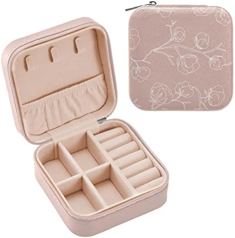קופסת תכשיטים לנסיעות פרחים ורוד של Umiriko לנשים, מארגן תכשיטים קטנים של עור PU, קופסאות מחזיק אחסון למארז
