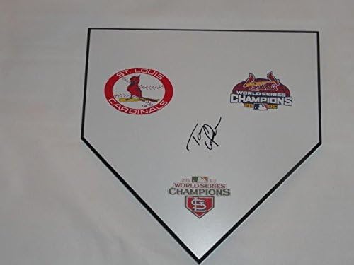 טוני לרוסה חתום צלחת ביתית סנט לואיס קרדינלס סדרה עולמית נדירה - משחק MLB משומש בסיסים