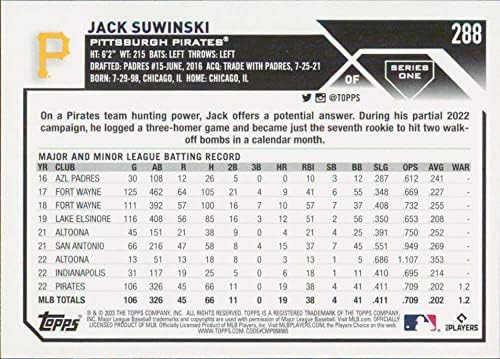 2023 Topps 288 ג'ק Suwinski NM-MT Pittsburgh Pirates כרטיס מסחר בייסבול MLB