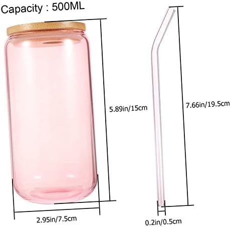 Bestonzon 5 Sets Mix Glass Sug Sly Sug Sug עם מכסה בקבוק מים קש זכוכית קש קש קש עיצוב קש כוס מים כוס