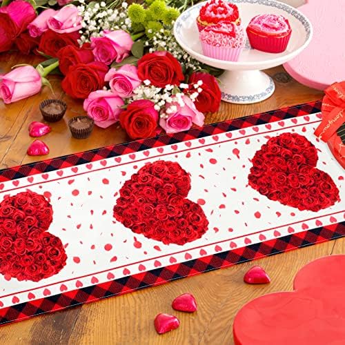 חג האהבה בד שולחן רומנטי אדום עלה לבבות עיצובים, חג האהבה רץ לשולחן פשתן מפת שולחן עבור חג האהבה בית תפאורה