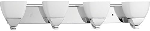 התקדמות תאורת ערעור אוסף 4-אור חרוט לבן זכוכית מודרני יהירות אמבטיה אור מלוטש כרום