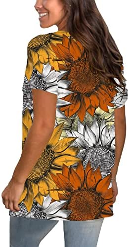 קיץ מקרית טוניקת חולצות לנשים טרנדי פרחוני מודפס חולצה צווארון קצר שרוול חולצות 2023 מתגנדר חולצות