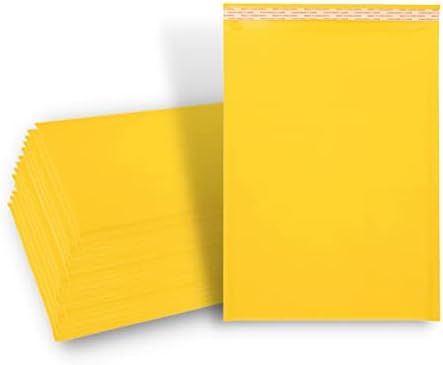 דואר בועות קראפט, 7. 25 על 8 אינץ', 9000 חבילה, דיוור מעטפת משלוח מרופד, צהוב זהב, חותם עצמי