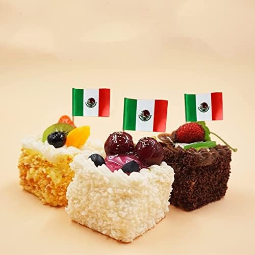 100 יחידות מקסיקו קיסם דגלי, כדורי עוגה מקסיקו דגל, מזון קישוט לאומי יום מסיבת יום הולדת קוקטייל גלידת עוגה