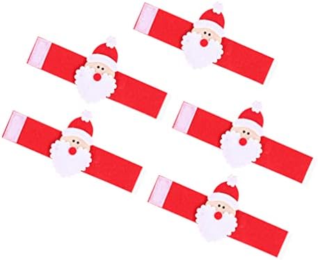 DIDISEAON 5 יחידות חג המולד סנטה קלאוס מפית מפית מחזיק מפיות מחזיקי מפיות חג המולד אבזמי מפיות למסיבת אירועים