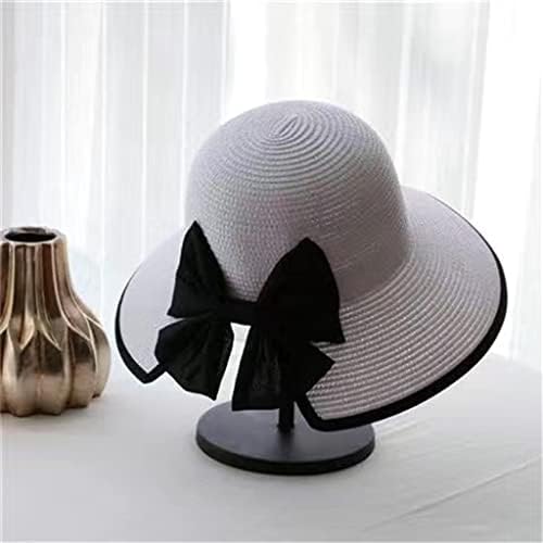 כובע דייגים של ZSEDP נשים קישוט קשת אריגה סריגה הגנת שמש חוף סגנון מזדמן