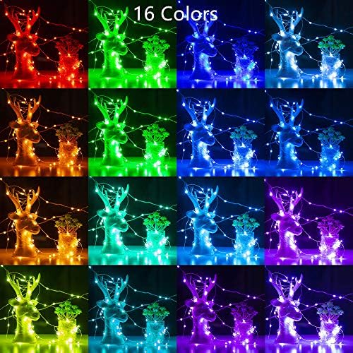 אורות פיות חכמים של coniwinli, אורות מיתרי חג המולד, 16 שינוי צבע, 18 מצבי תאורה, חוט נחושת 50 RGB