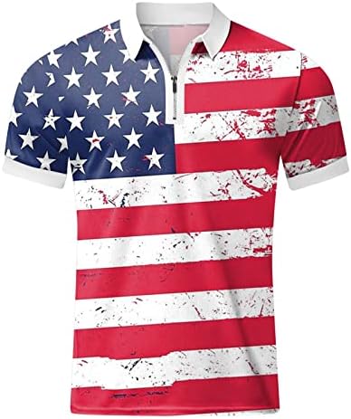 צמרות פולו דגל אמריקאי של גברים 2023 קיץ רופף כושר שרוולים קצרים חולצות טירט