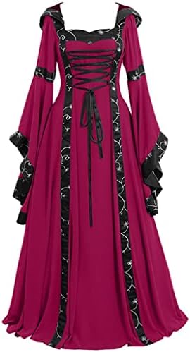 וינטג 'אורך מימי הביניים שמלת רצפת קוספליי נשים גותיות סרוגות שמלות סרוגות ללא שרוולים רנסנס תלבושת