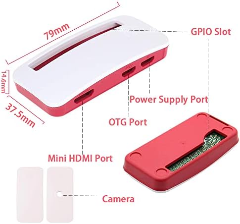 IRASPTEK Raspberry Pi Zero 2W Case/Zero W/WH ערכת מקרה, כבל מתג מיקרו USB, כבל OTG, כבל מצלמה, קירור חום, ראש GPIO