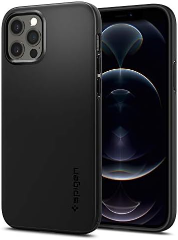 SPIGEN עבור מארז ה- iPhone 12 Pro, מארז התאמה דקה לאייפון 12 ו- 12 Pro - Matte Black