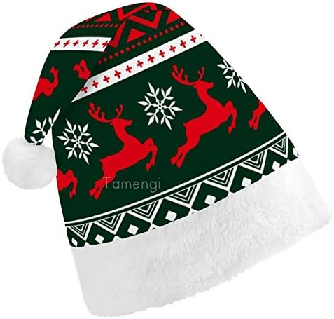 חג המולד סנטה כובע, איילים פתית שלג חג המולד חג כובע למבוגרים, יוניסקס נוחות חג המולד כובעי לשנה חדשה חגיגי