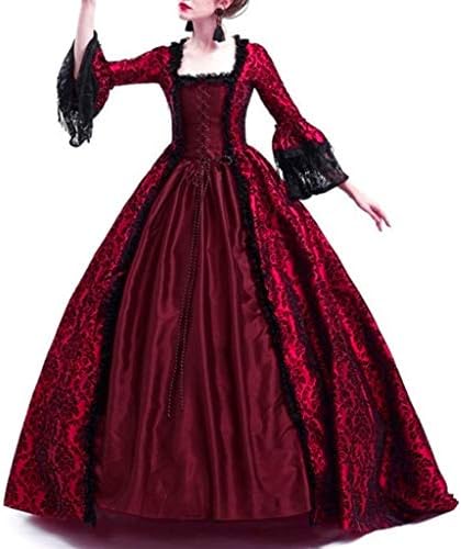 שמלת שמלת נסיכת שמלת רטרו נשות רטרו שמלת שמלות שמלת שרצפה תלבושות מימי הביניים יין ויקטוריאני