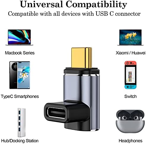AUVIPAL 90 מעלות זווית ימנית מגנטית מתאם U USB C עם 2 טיפים מחברים מגנטיים ראש לסיפון קיטור, מתג, מחברת,