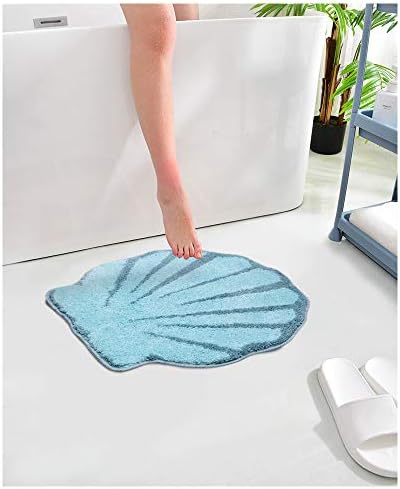 שטיח רורה אמבטיה אקווה כחול צורת צדף מצויר קריקטורה קטיפה מים סופגים עיצוב אמבטיה מחצלת אמבטיה אמבטיה שולחנות