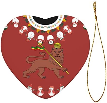 סמל אריה יהודה של קישוטים לחג המולד האתיופי לב קרמיקה קישוטים לקישוט לחופשה