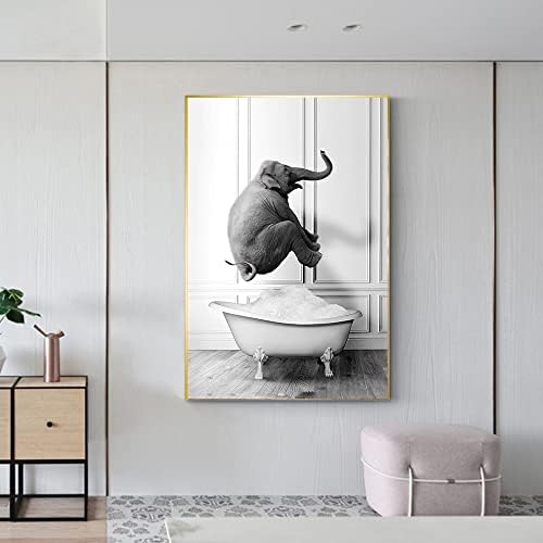 כרזות פיל על אמבטיות קפיצות מעניינות קפיצות פיל עיצוב אמנות פיל ניתן לתלות בעלי חיים הומוריסטיים בחדר