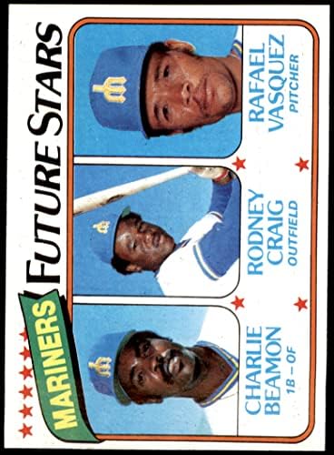 1980 Topps 672 טירונים של Mariners Charlie Beamon/Rodney Craig/Rafael Vasquez Seattle Mariners NM/MT Mariners