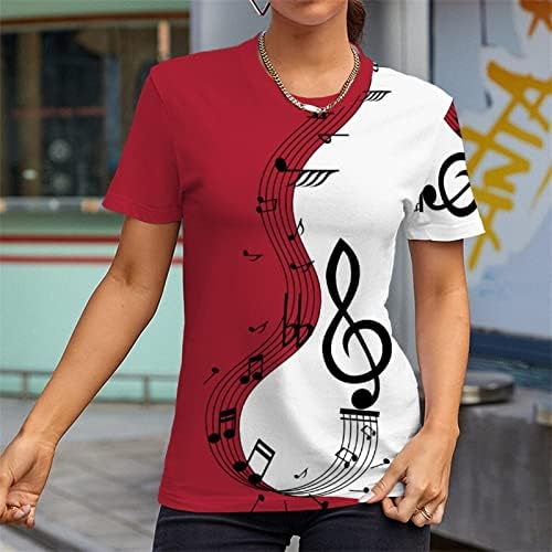 חולצות לנשים ארוך שרוול כותנה חולצות לנשים בציר מוסיקלי הערה הדפסת טיז נשים מוק צוואר חולצות ארוך