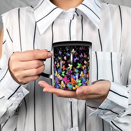 צבעוני פרפר צבע שינוי קרמיקה קפה ספל קסם תה כוס חום רגיש ייחודי חידוש מצחיק עבור נשים בנות מתנה