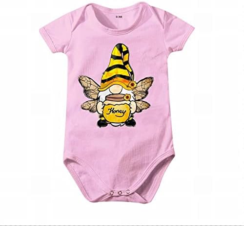 בנים ובנות פסטיבל דבורה גנום מצוירים הדפס דבש דבש בגדי זחילה עם שרוולים קצרים 1 עד 10 חליפת תינוק
