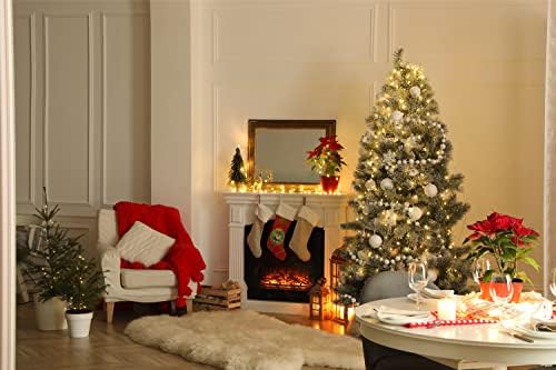 אוצרות קרוליין KJ1185CS פתיתי שלג אדומים חג חג המולד שנאוצר גרב חג מולד, אח תלויים גרביים עונת חג המולד