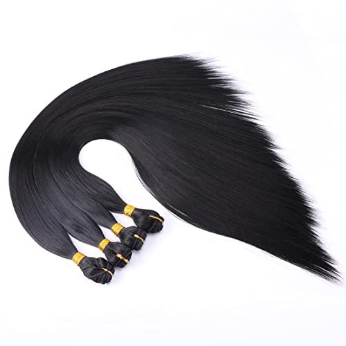 סינטטי ישר שיער לארוג 4 חבילות 30 סנטימטרים צבע שחור חום עמיד סיבי שיער הרחבות עבור שחור נשים