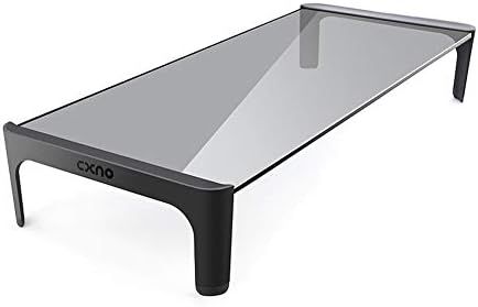 רב-פונקציה דק מולטימדיה מעמד שולחני, מחשב צג סטנד מארגן שולחן צג משכים עם מקלדת שטח אחסון-שחור