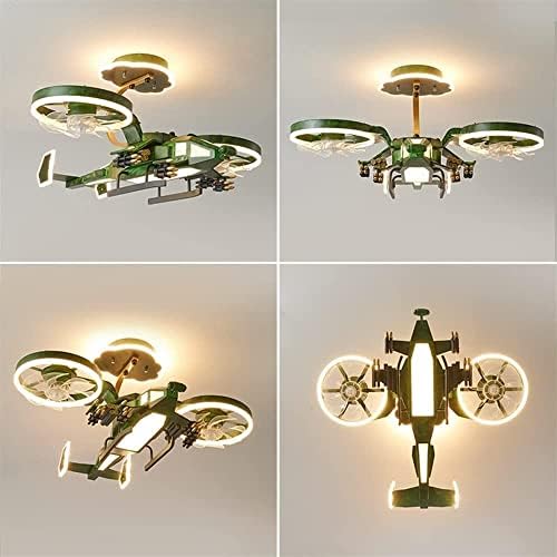 מאווררי תקרה של Cutyz עם מנורות, ילדים מודרניים אור מודרני תאורה LED LED CARTALOON AIRPLANE FAN LAPER LAMPSHADE