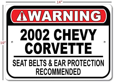 2002 02 חגורת בטיחות שברולט קורבט מומלצת שלט רכב מהיר, שלט מוסך מתכת, עיצוב קיר, שלט מכונית GM - 10x14