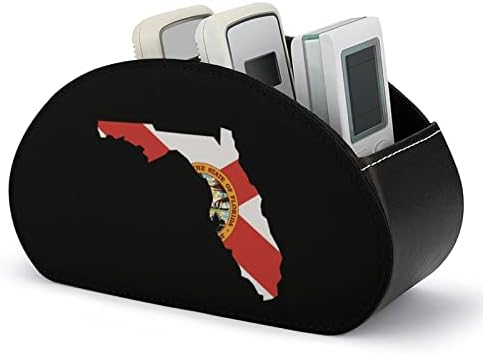 מפת דגל מדינת פלורידה עור מחזיק בשלט רחוק מצחיק מארגן שולחן עבודה של קופיות קאדי עם 5 תאים למשרד Blu-ray