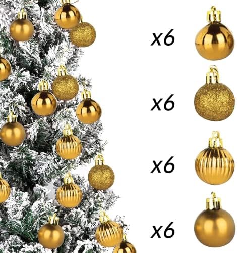 24 יחידות חג המולד כדורי קישוטי חג המולד קישוטי עץ, מחוסמת תליית כדור עבור חג מסיבת חתונת דקור,3