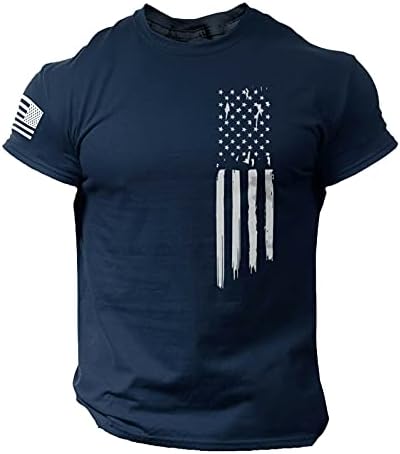 שרוולים קצרים לגברים חולצות דגל אמריקאי מודפס חולצות טריקו טקטיקות הסוואה טקטיקות ספורט חולצות ל -4 ביולי
