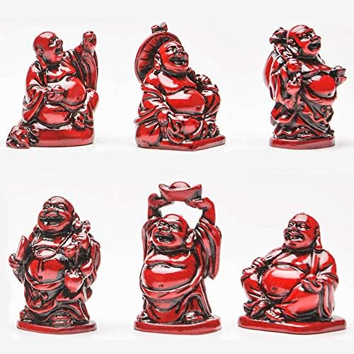 כישרון פנג שואי 2 בשרף אדום צוחק בודהה פסל פסלון פסל של 6