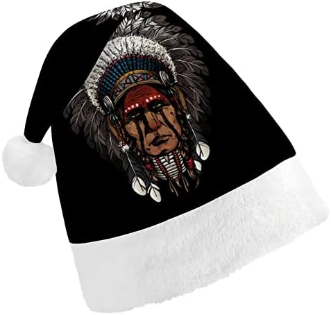 אינדיאני הודי לוחם מצחיק חג המולד כובע סנטה קלאוס כובעי קצר קטיפה עם לבן חפתים עבור חג המולד